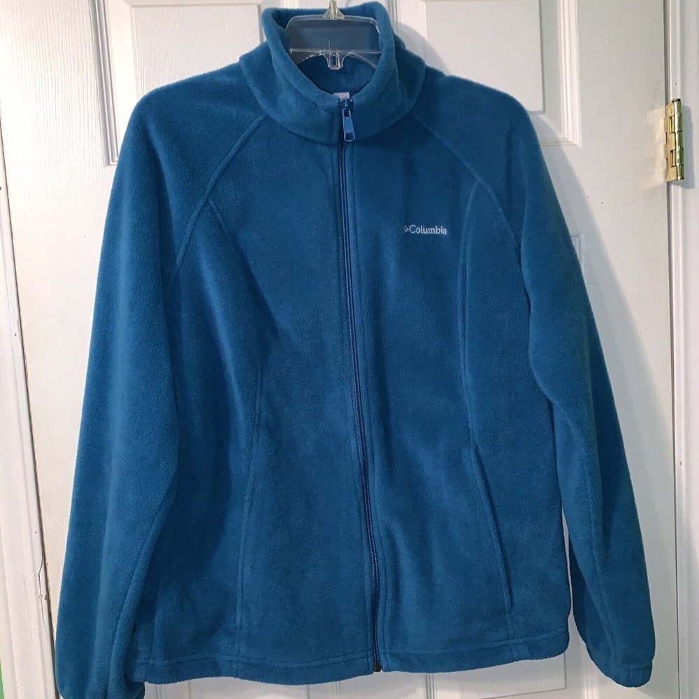 Womens Columbia Blue Fleece Full Zip Jacket Sweater Size 1x